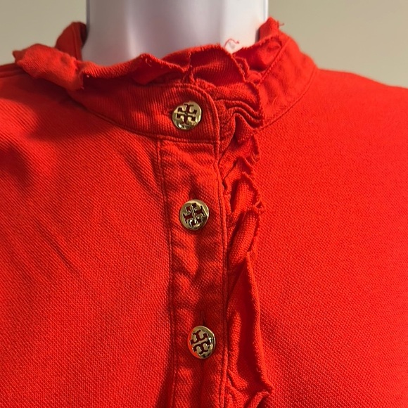 Women's Red Ruffled Button-Down Top​ - Picture 2 of 4